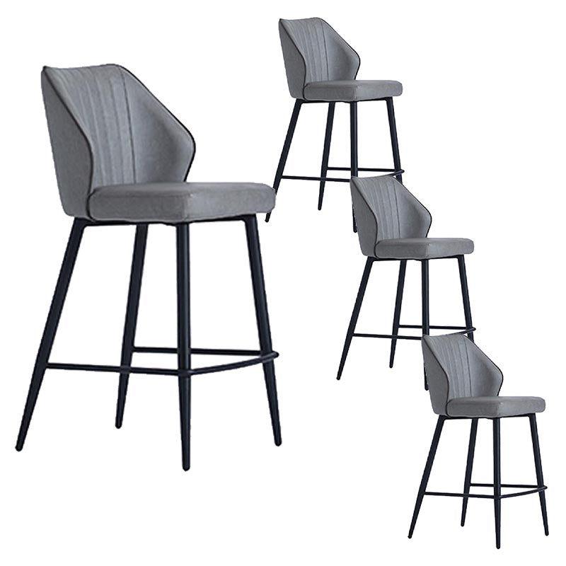Contemporary Faux Leather Counter Stools Metal Bar Stool for Home Use 4 Piece Set Clearhalo 'Bar Furniture' 'Bar Stools' 'bar_stools' 'furn' 'furn_bar_stools' 'Furniture' 'Kitchen & Dining Furniture' 5588248