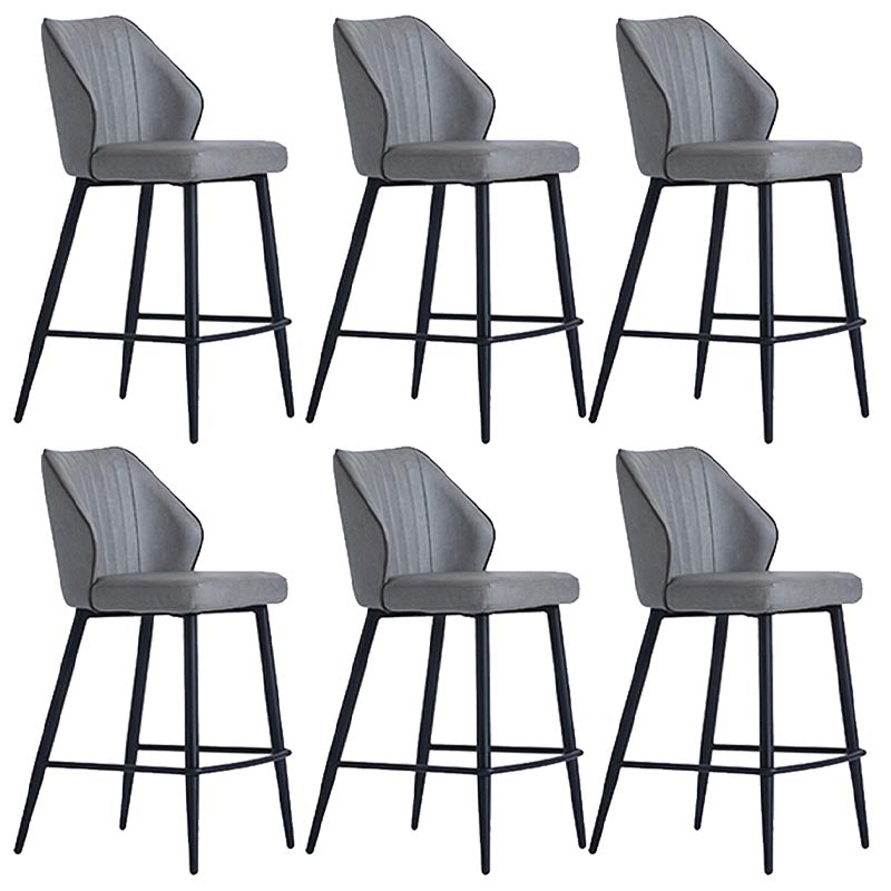 Contemporary Faux Leather Counter Stools Metal Bar Stool for Home Use 6 Piece Set Clearhalo 'Bar Furniture' 'Bar Stools' 'bar_stools' 'furn' 'furn_bar_stools' 'Furniture' 'Kitchen & Dining Furniture' 5588250