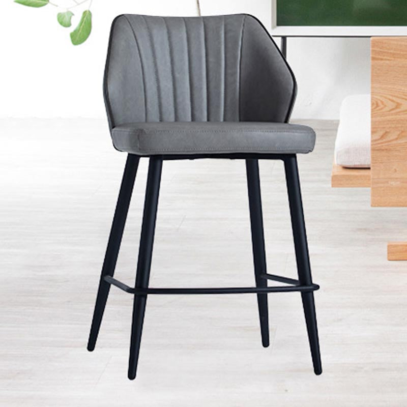 Contemporary Faux Leather Counter Stools Metal Bar Stool for Home Use Clearhalo 'Bar Furniture' 'Bar Stools' 'bar_stools' 'furn' 'furn_bar_stools' 'Furniture' 'Kitchen & Dining Furniture' 5588251