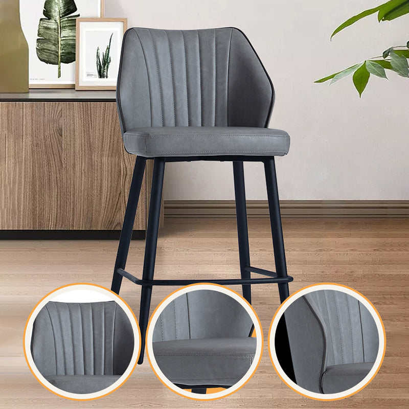 Contemporary Faux Leather Counter Stools Metal Bar Stool for Home Use Clearhalo 'Bar Furniture' 'Bar Stools' 'bar_stools' 'furn' 'furn_bar_stools' 'Furniture' 'Kitchen & Dining Furniture' 5588255