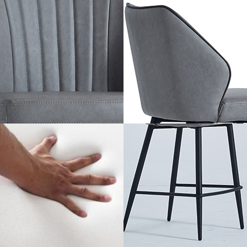 Contemporary Faux Leather Counter Stools Metal Bar Stool for Home Use Clearhalo 'Bar Furniture' 'Bar Stools' 'bar_stools' 'furn' 'furn_bar_stools' 'Furniture' 'Kitchen & Dining Furniture' 5588256