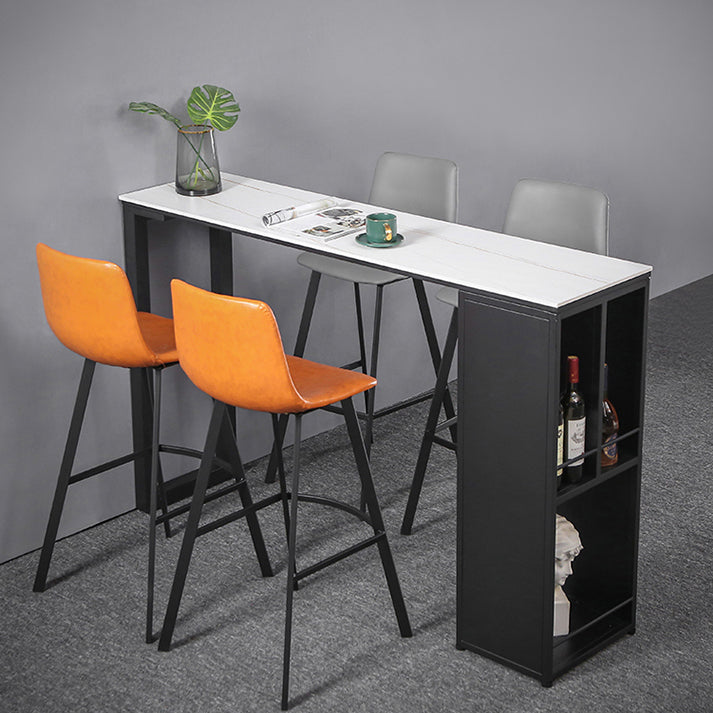 Moderne rechthoek stenen staaftafel Set 1/3 stukken tegen tafel met metalen ontlasting