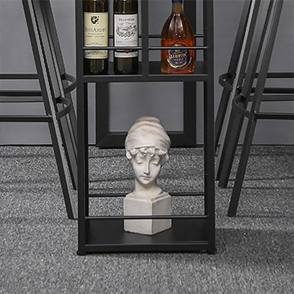 Moderne rechthoek stenen staaftafel Set 1/3 stukken tegen tafel met metalen ontlasting