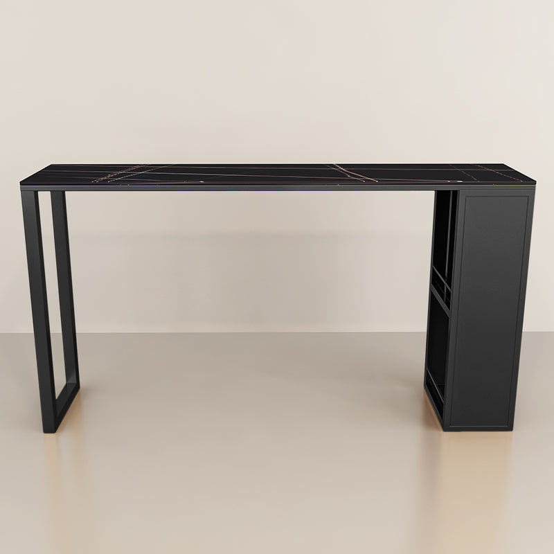 Moderne rechthoek stenen staaftafel Set 1/3 stukken tegen tafel met metalen ontlasting