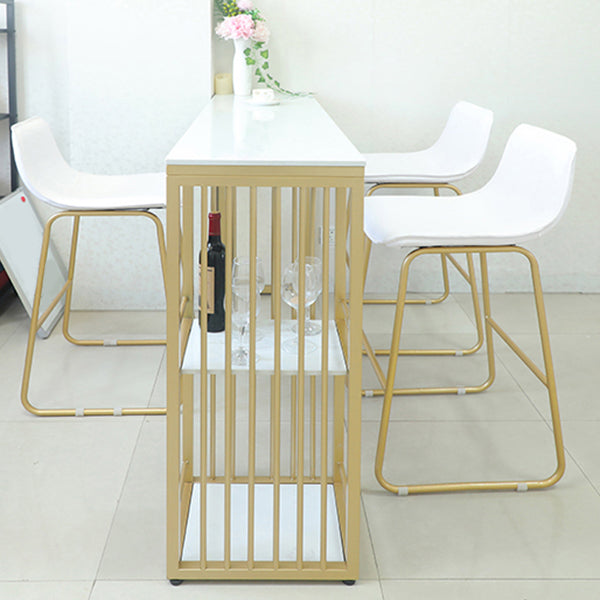 Glam 1/2/3 Pièces Tableau de barre Ensemble de comptoir en pierre rectangle avec tabourets hauts