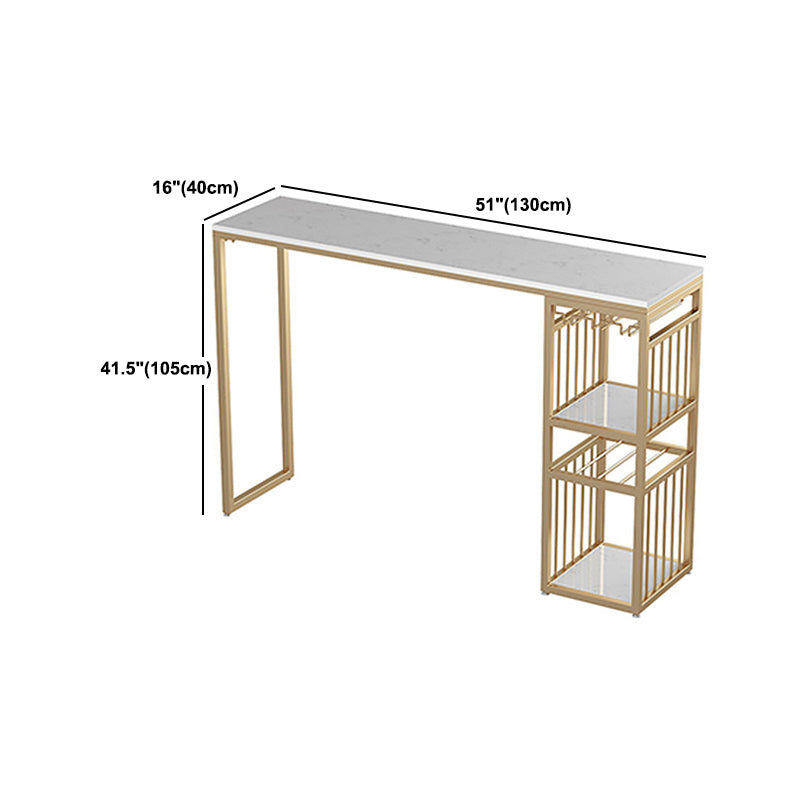 Luxurious Rectangle Marble Bar Table Set 1/3 Pieces Counter Table with Metal Stools Clearhalo 'Bar Furniture' 'furn' 'furn_home_bar_bar_sets' 'Furniture' 'Home Bars & Bar Sets' 'home_bar_bar_sets' 'Kitchen & Dining Furniture' 5588686