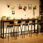 Industrial 1/6/11 Pieces Bar Table Set Rectangle Pine Wood Counter Table with Stools