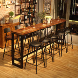 Industrial 1/6/11 Pieces Bar Table Set Rectangle Pine Wood Counter Table with Stools