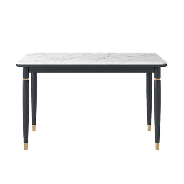 モダンな1/4/5/7ピースダイニングセット長方形の黒いベースディネットセットストーントップ