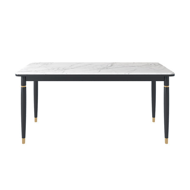 モダンな1/4/5/7ピースダイニングセット長方形の黒いベースディネットセットストーントップ