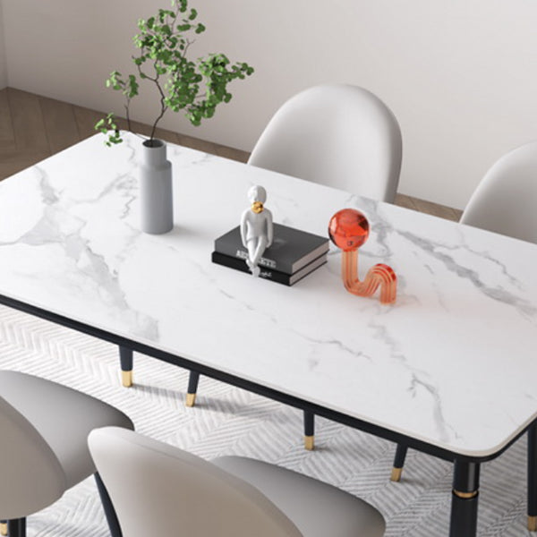 モダンな1/4/5/7ピースダイニングセット長方形の黒いベースディネットセットストーントップ