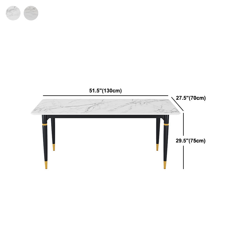 モダンな1/4/5/7ピースダイニングセット長方形の黒いベースディネットセットストーントップ