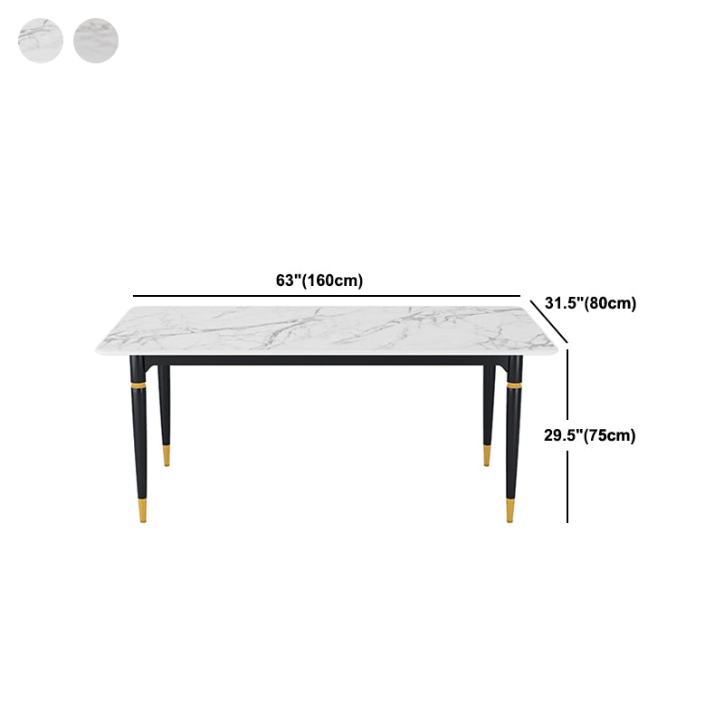 モダンな1/4/5/7ピースダイニングセット長方形の黒いベースディネットセットストーントップ