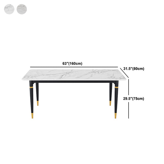 Moderno 1/4/5/7 pezzi set da pranzo set di dinette di base nera rettangolo con top in pietra
