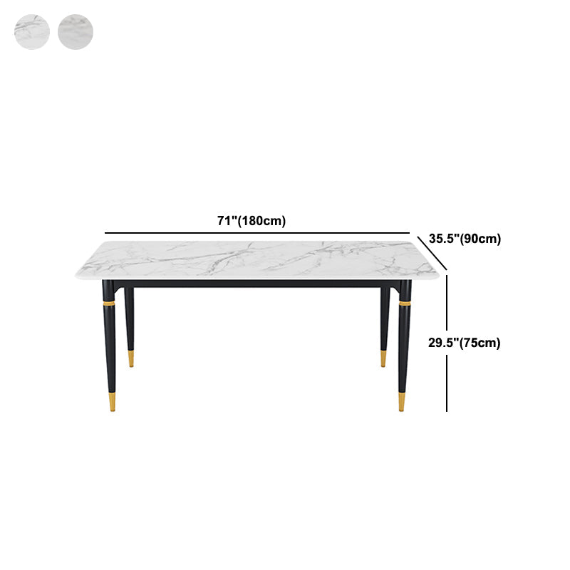 モダンな1/4/5/7ピースダイニングセット長方形の黒いベースディネットセットストーントップ