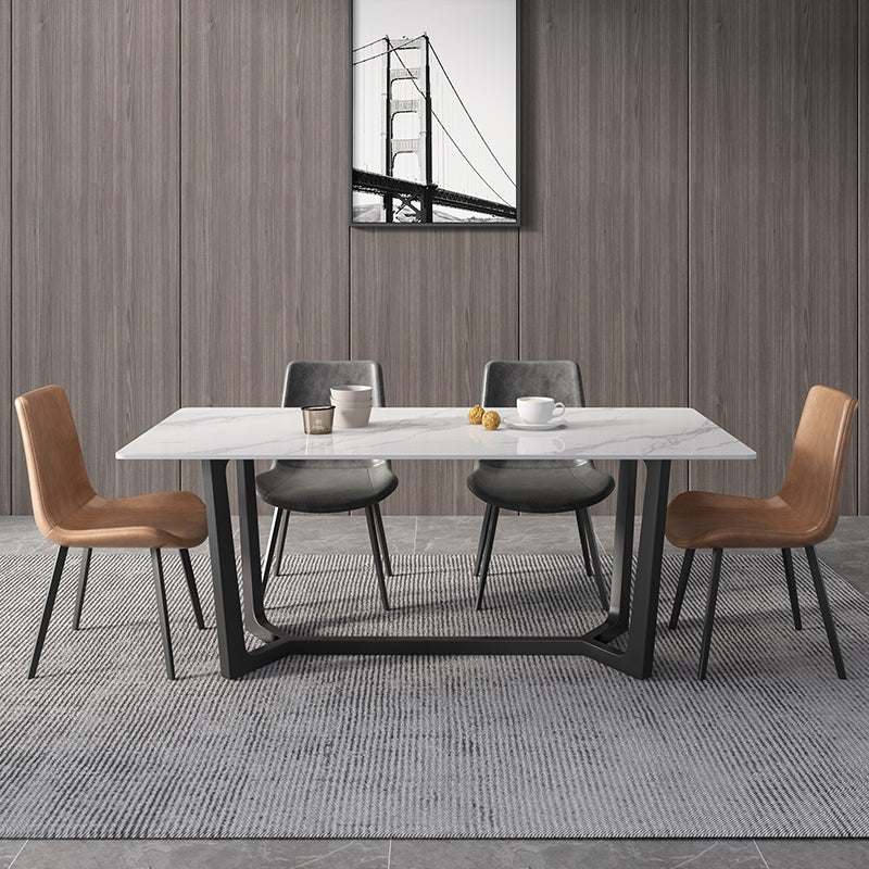Juego de mesa de comedor blanca rectangular, mesa de comedor y sillas modernas de piedra sinterizada, 1/4/5/7 Uds.