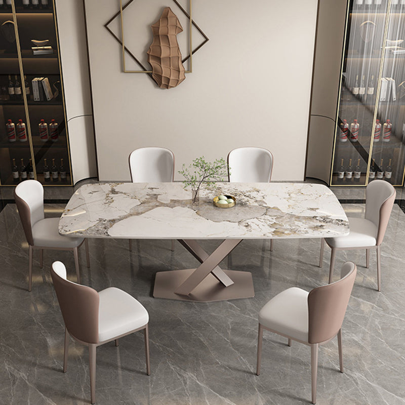 Modern Dining Set 1/2/5/7 Pcs Sintered Stone Dining Table with Chairs Clearhalo 'Dining Room Sets' 'Dining Tables & Seating' 'dining_room_set' 'furn' 'furn_dining_room_set' 'Furniture' 'Kitchen & Dining Furniture' 5588878