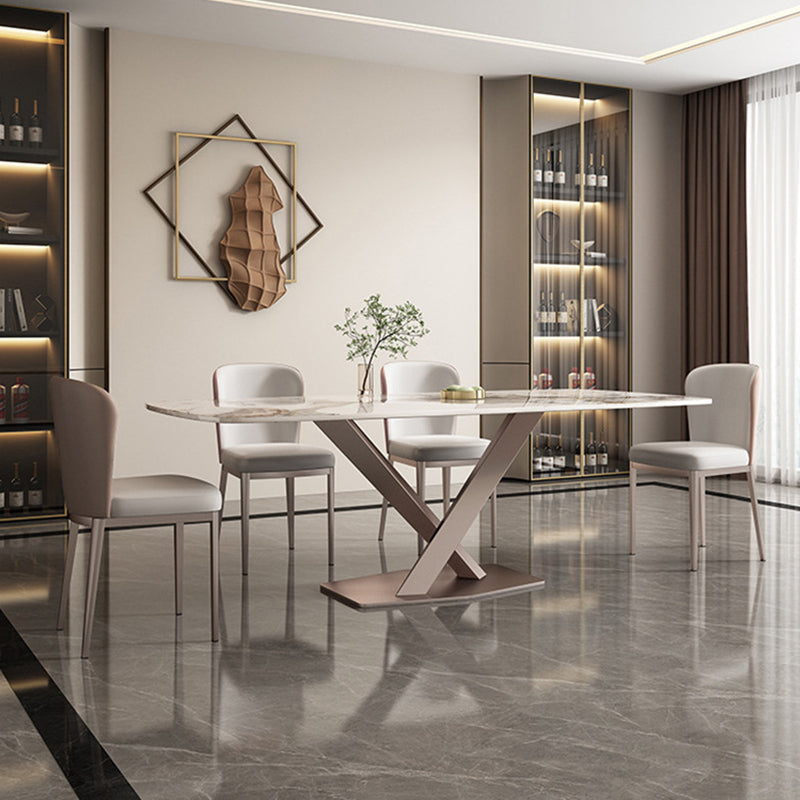 Modern Dining Set 1/2/5/7 Pcs Sintered Stone Dining Table with Chairs Clearhalo 'Dining Room Sets' 'Dining Tables & Seating' 'dining_room_set' 'furn' 'furn_dining_room_set' 'Furniture' 'Kitchen & Dining Furniture' 5588879