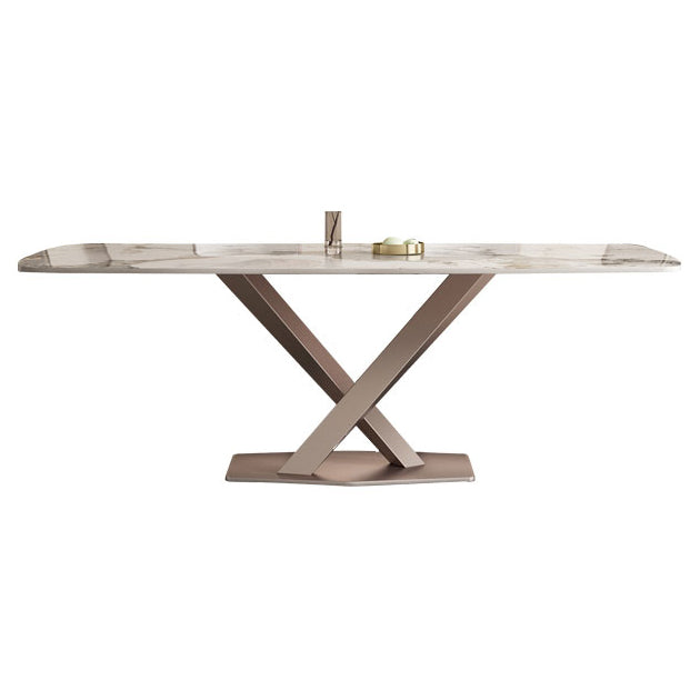 Modern Dining Set 1/2/5/7 Pcs Sintered Stone Dining Table with Chairs Gold 79"L x 35"W Clearhalo 'Dining Room Sets' 'Dining Tables & Seating' 'dining_room_set' 'furn' 'furn_dining_room_set' 'Furniture' 'Kitchen & Dining Furniture' 5588880