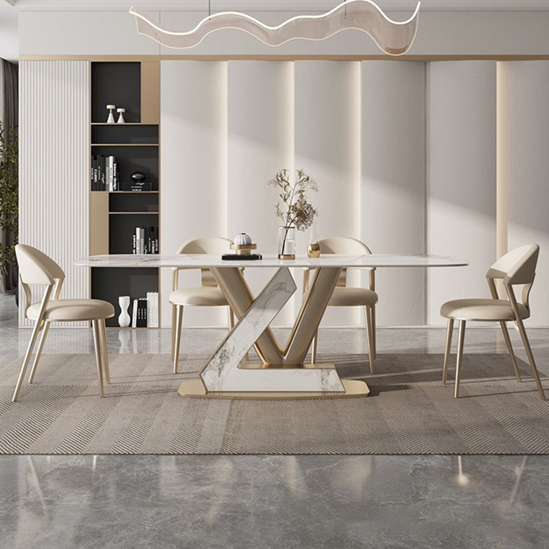 Nordic Sintered Stone Top Dining Set Rectangle 1/4/5/7/9 Pieces Dining Room Table Set