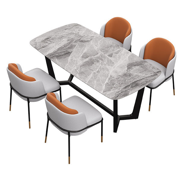 Modern Dining Set Stone 1/5/6/7 Pieces Dining Furniture for Indoor 5 Pieces: Table, 4 Chairs Clearhalo 'Dining Room Sets' 'Dining Tables & Seating' 'dining_room_set' 'furn' 'furn_dining_room_set' 'Furniture' 'Kitchen & Dining Furniture' 5588919