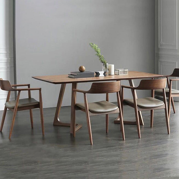 Modern 1/2/4/5 Pieces Dining Set Solid Wood Double Pedestal Dinette Set Clearhalo 'Dining Room Sets' 'Dining Tables & Seating' 'dining_room_set' 'furn' 'furn_dining_room_set' 'Furniture' 'Kitchen & Dining Furniture' 5588961