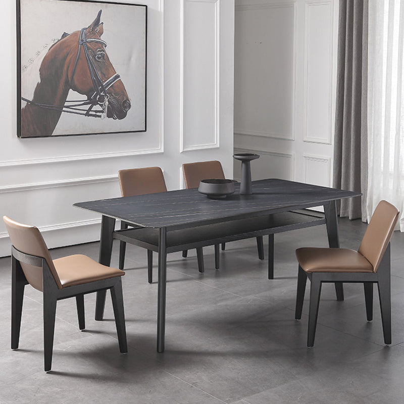 Modern Sintered Stone Top Dining Set Rectangle 1/2/5/7 Pieces Wooden Dining Room Table Set Clearhalo 'Dining Room Sets' 'Dining Tables & Seating' 'dining_room_set' 'furn' 'furn_dining_room_set' 'Furniture' 'Kitchen & Dining Furniture' 5589001