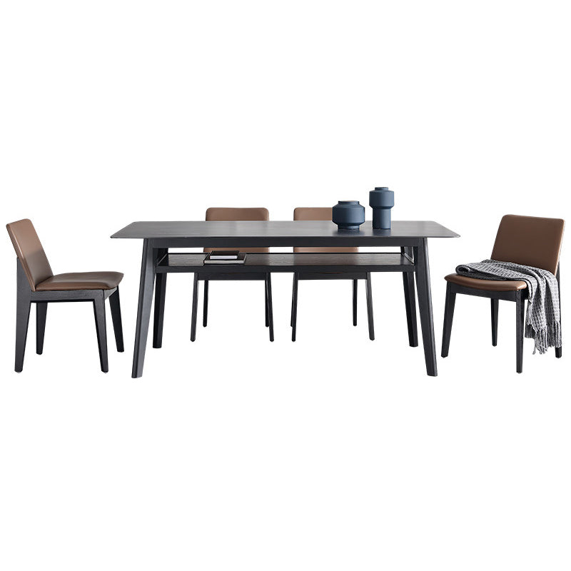 Modern Sintered Stone Top Dining Set Rectangle 1/2/5/7 Pieces Wooden Dining Room Table Set 5 Pieces: Table, 4 Chairs Clearhalo 'Dining Room Sets' 'Dining Tables & Seating' 'dining_room_set' 'furn' 'furn_dining_room_set' 'Furniture' 'Kitchen & Dining Furniture' 5589002