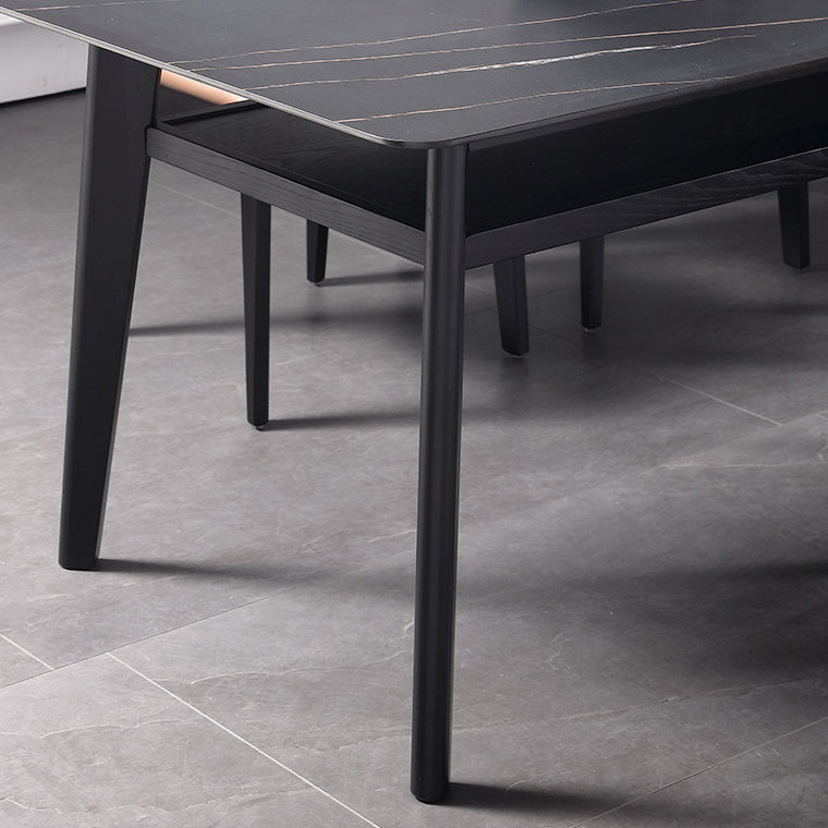 Modern Sintered Stone Top Dining Set Rectangle 1/2/5/7 Pieces Wooden Dining Room Table Set Clearhalo 'Dining Room Sets' 'Dining Tables & Seating' 'dining_room_set' 'furn' 'furn_dining_room_set' 'Furniture' 'Kitchen & Dining Furniture' 5589008