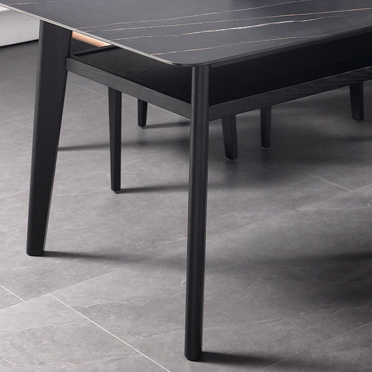 Modern Sintered Stone Top Dining Set Rectangle 1/2/5/7 Pieces Wooden Dining Room Table Set Clearhalo 'Dining Room Sets' 'Dining Tables & Seating' 'dining_room_set' 'furn' 'furn_dining_room_set' 'Furniture' 'Kitchen & Dining Furniture' 5589008