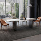 Modern Dining Set Stone 1/4/5/7 Pieces Dining Table with Leather Chairs for Indoor Clearhalo 'Dining Room Sets' 'Dining Tables & Seating' 'dining_room_set' 'furn' 'furn_dining_room_set' 'Furniture' 'Kitchen & Dining Furniture' 5589019