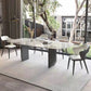 Modern Dining Set Stone 1/4/5/7 Pieces Dining Table with Leather Chairs for Indoor 5 Pieces: Table, 4 White Chairs Clearhalo 'Dining Room Sets' 'Dining Tables & Seating' 'dining_room_set' 'furn' 'furn_dining_room_set' 'Furniture' 'Kitchen & Dining Furniture' 5589023