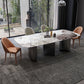 Modern Dining Set Stone 1/4/5/7 Pieces Dining Table with Leather Chairs for Indoor Clearhalo 'Dining Room Sets' 'Dining Tables & Seating' 'dining_room_set' 'furn' 'furn_dining_room_set' 'Furniture' 'Kitchen & Dining Furniture' 5589024