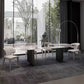 Modern Dining Set Stone 1/4/5/7 Pieces Dining Table with Leather Chairs for Indoor Clearhalo 'Dining Room Sets' 'Dining Tables & Seating' 'dining_room_set' 'furn' 'furn_dining_room_set' 'Furniture' 'Kitchen & Dining Furniture' 5589026