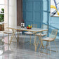 Glam 1/2/5 Pieces Dining Set Stone Top Dining Table with Chairs for Restaurant 5 Pieces: Table, 4 White Chairs Clearhalo 'Dining Room Sets' 'Dining Tables & Seating' 'dining_room_set' 'furn' 'furn_dining_room_set' 'Furniture' 'Kitchen & Dining Furniture' 5589055
