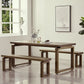 Modern 1/2/3/5 Pieces Dining Set Rectangle Double Pedestal Dinette Set in Natural 3 Pieces: Table, 2 Benches Clearhalo 'Dining Room Sets' 'Dining Tables & Seating' 'dining_room_set' 'furn' 'furn_dining_room_set' 'Furniture' 'Kitchen & Dining Furniture' 5589144