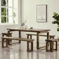 Modern 1/2/3/5 Pieces Dining Set Rectangle Double Pedestal Dinette Set in Natural 5 Pieces: Table, 2 Bench, 2 Stools Clearhalo 'Dining Room Sets' 'Dining Tables & Seating' 'dining_room_set' 'furn' 'furn_dining_room_set' 'Furniture' 'Kitchen & Dining Furniture' 5589145