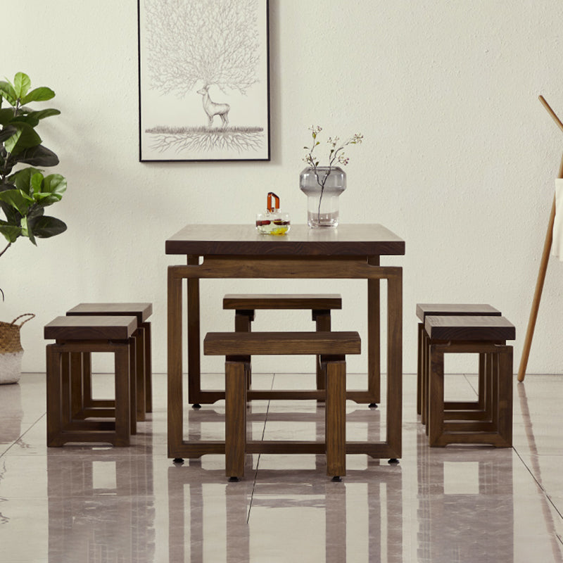 Modern 1/2/3/5 Pieces Dining Set Rectangle Double Pedestal Dinette Set in Natural Clearhalo 'Dining Room Sets' 'Dining Tables & Seating' 'dining_room_set' 'furn' 'furn_dining_room_set' 'Furniture' 'Kitchen & Dining Furniture' 5589146