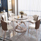 Contemporary Round Pedestal Dining Table Stone Matte Finish Table 51.2"L x 51.2"W x 29.5"H Lazy Susan Without Chairs Clearhalo 'Dining Tables & Seating' 'Dining Tables' 'dining_table' 'furn' 'furn_dining_table' 'Furniture' 'Kitchen & Dining Furniture' 5589157