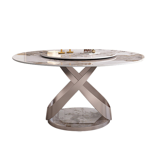 Contemporary Round Pedestal Dining Table Stone Matte Finish Table Clearhalo 'Dining Tables & Seating' 'Dining Tables' 'dining_table' 'furn' 'furn_dining_table' 'Furniture' 'Kitchen & Dining Furniture' 5589159