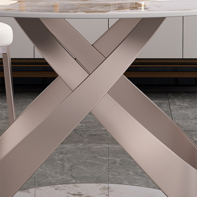 Contemporary Round Pedestal Dining Table Stone Matte Finish Table Clearhalo 'Dining Tables & Seating' 'Dining Tables' 'dining_table' 'furn' 'furn_dining_table' 'Furniture' 'Kitchen & Dining Furniture' 5589162