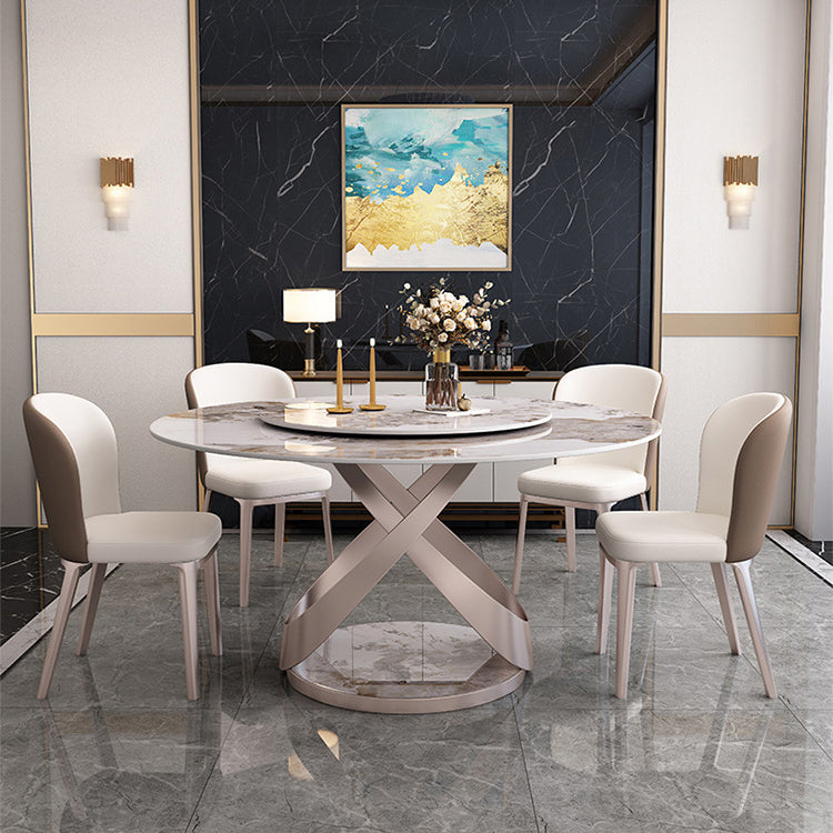 Contemporary Round Pedestal Dining Table Stone Matte Finish Table Clearhalo 'Dining Tables & Seating' 'Dining Tables' 'dining_table' 'furn' 'furn_dining_table' 'Furniture' 'Kitchen & Dining Furniture' 5589164