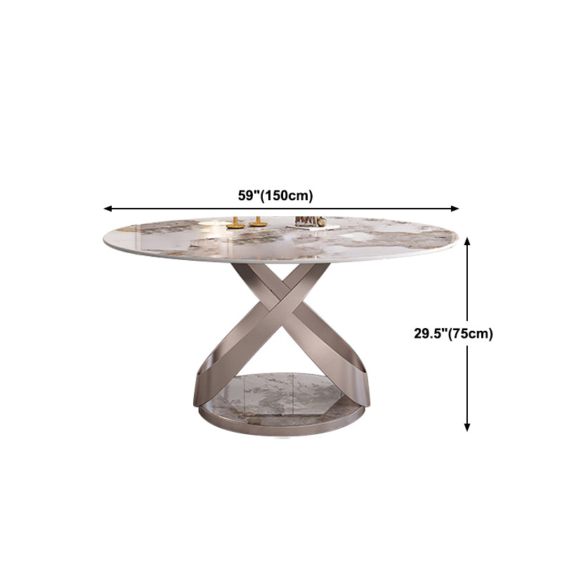 Contemporary Round Pedestal Dining Table Stone Matte Finish Table Clearhalo 'Dining Tables & Seating' 'Dining Tables' 'dining_table' 'furn' 'furn_dining_table' 'Furniture' 'Kitchen & Dining Furniture' 5589171