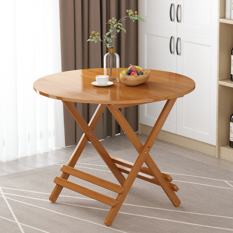 Contemporary Natural Folding Table Bamboo Home Dining Table with Pedestal Base