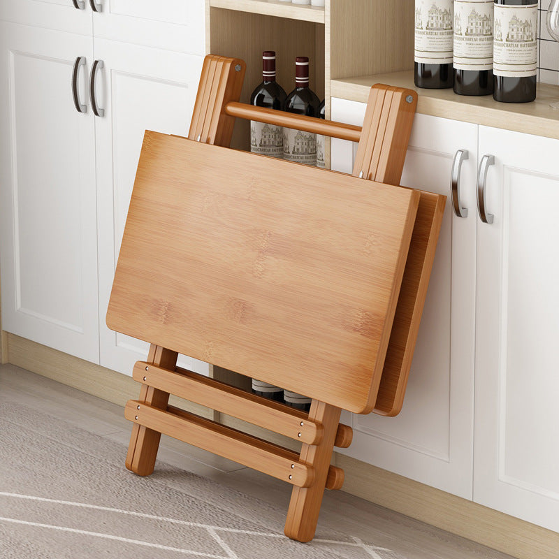 Contemporary Natural Folding Table Bamboo Home Dining Table with Pedestal Base