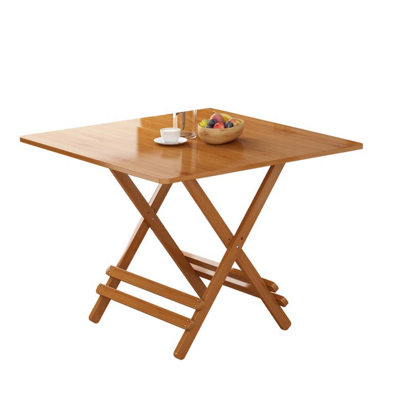 Contemporary Natural Folding Table Bamboo Home Dining Table with Pedestal Base
