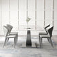 Stone Top Dining Table Contemporary Rectangle Dining Table with Pedestal Base