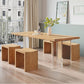 Pine Wood Top Dining Table Contemporary Dining Table with Double Pedestal Base