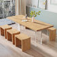 Pine Wood Top Dining Table Contemporary Dining Table with Double Pedestal Base