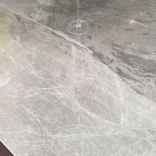 Contemporary Stone Dining Table Rectangle Dining Table with 4 Wood Legs in Black